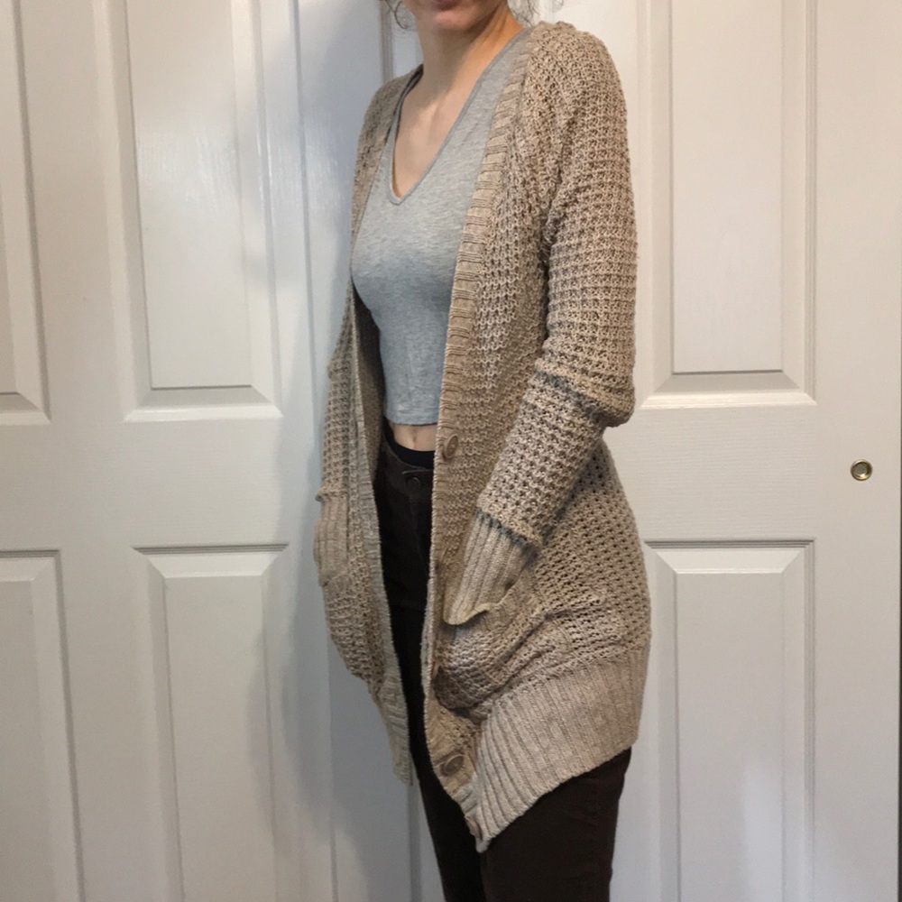 AEO tan cardigan